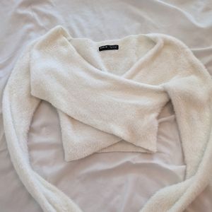 White cropped sweater